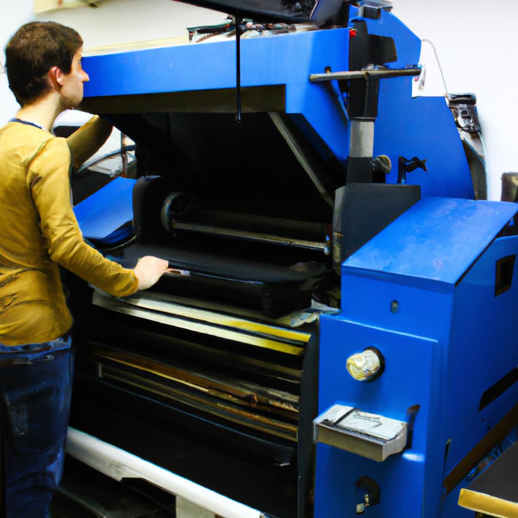 Person operating lithographic printing machine